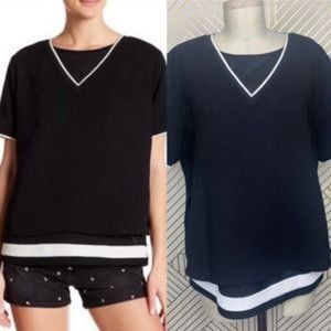 Scotch & Soda V-Neck Top Knitted Layering Black /White Size S